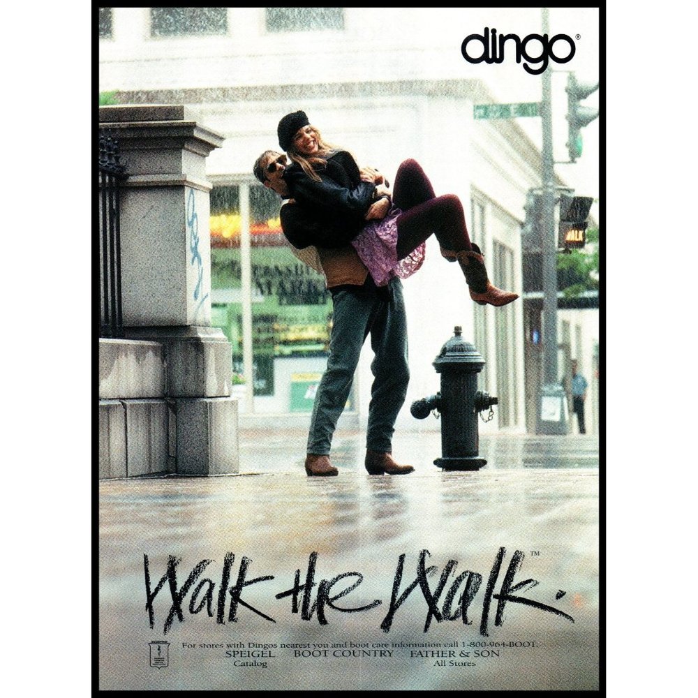 1993 Dingo Boots Vintage Print Ad Downtown City Sidewalk Wall Art Photo